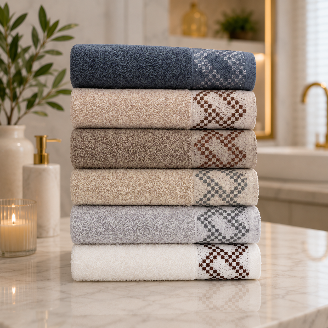 بشكير تركي 6 قطع قطني | Turkish Cotton Towels Set 90×50