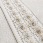 بشكير قطني فاخر بنقشة زهور مطرزة – 3 ألوان | Floral Embroidered Cotton Towel