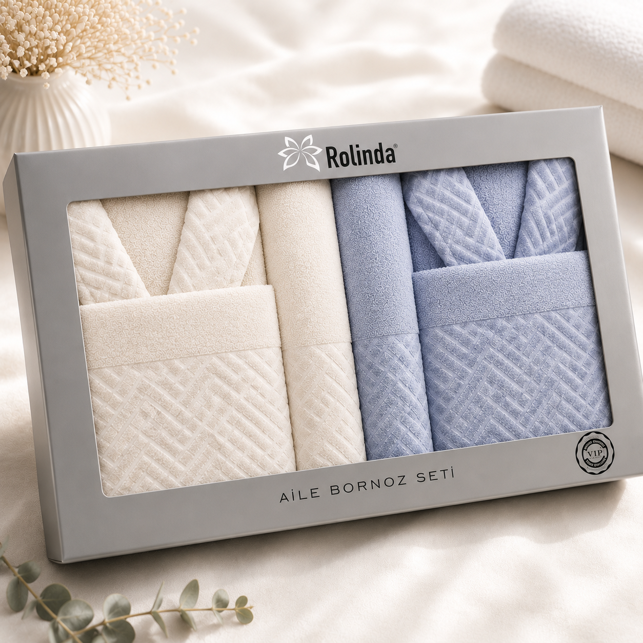 **طقم روب ومناشف ثنائي رجالي - نسائي فاخر من روليندا – Rolinda Luxury Duo Spa Collection**