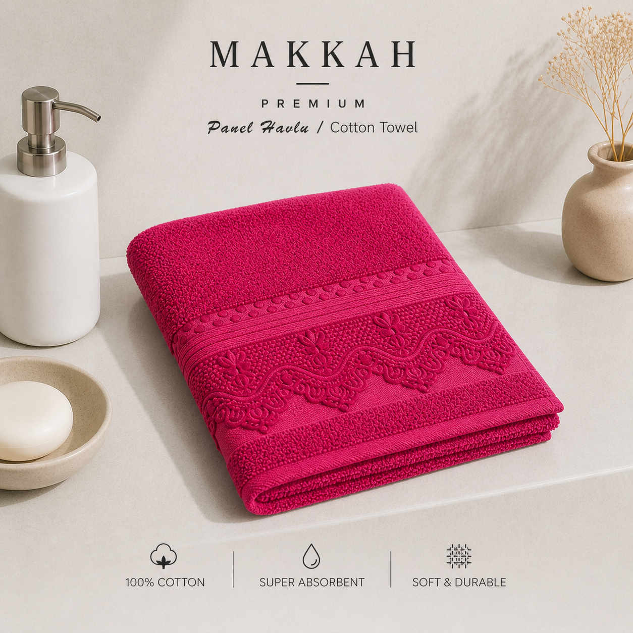 باكيج بشاكير مكة بريميوم – 4 قطع بألوان مختلفة | Makkah Premium Cotton Towel Set – 4 Colors