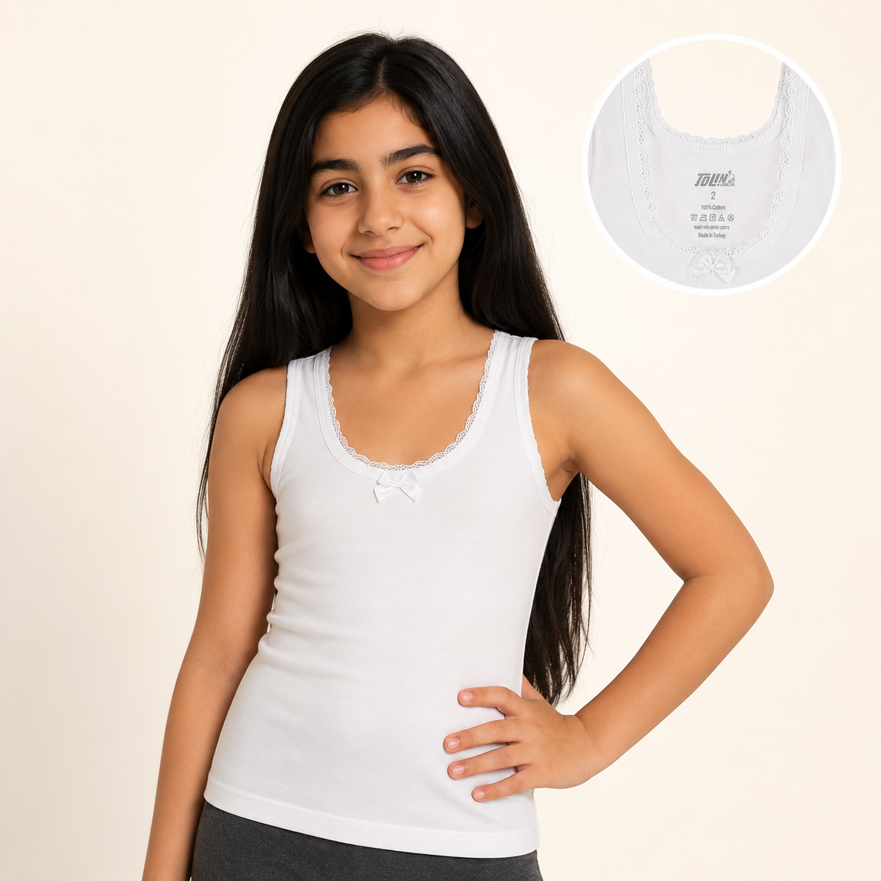 شيال بناتي تنتنة قطن 100% – تولين 1411 | Toulin Girls Cotton Tank Top 1411
