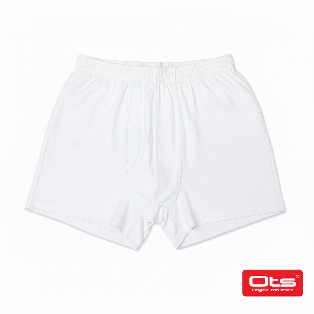 شورت رجالي قطني 100% بفتحة أمامية – OTS | Original Ten Stars White Cotton Shorts
